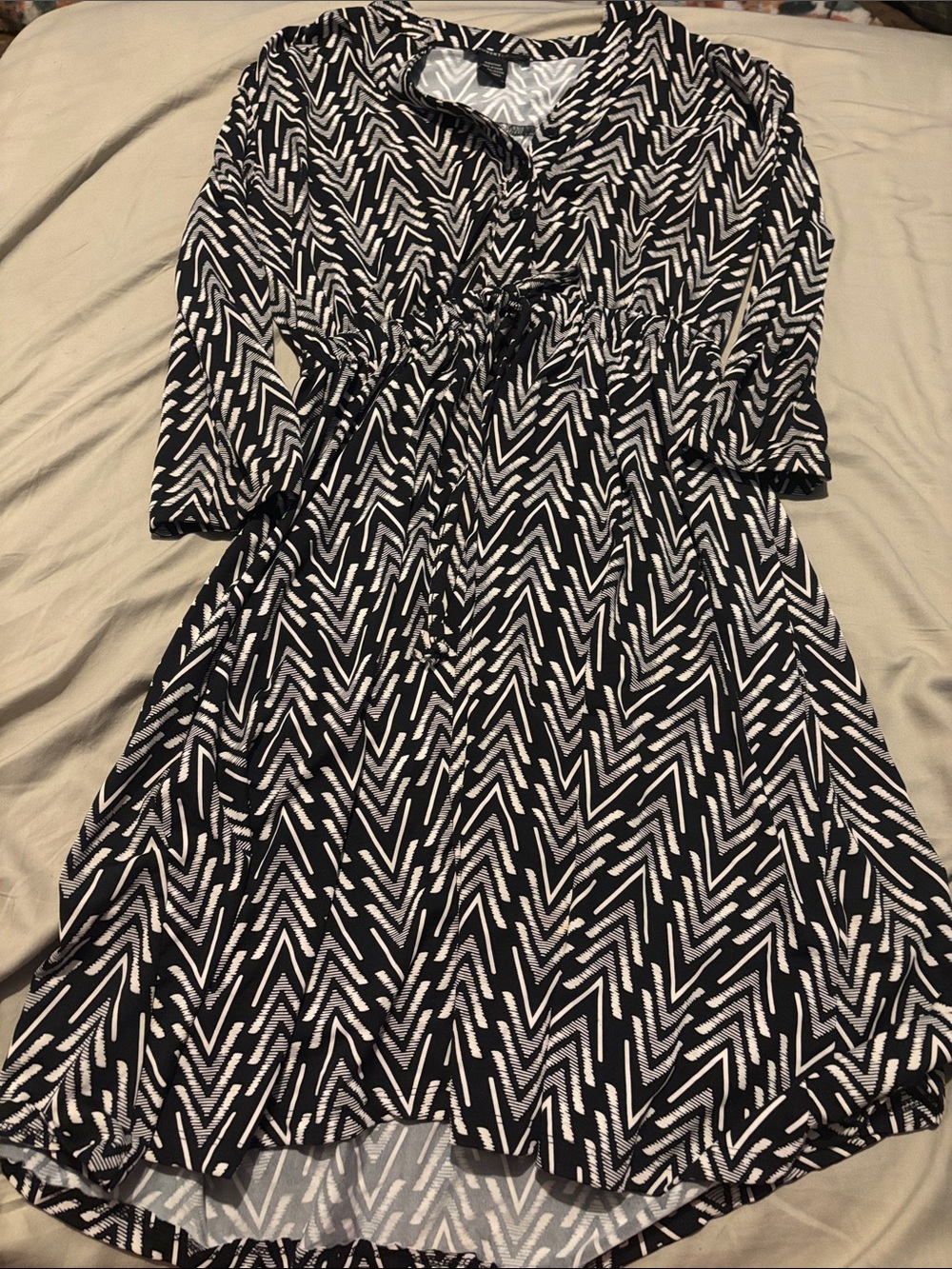 Robert Louis Black and White Chevron Midi Dress